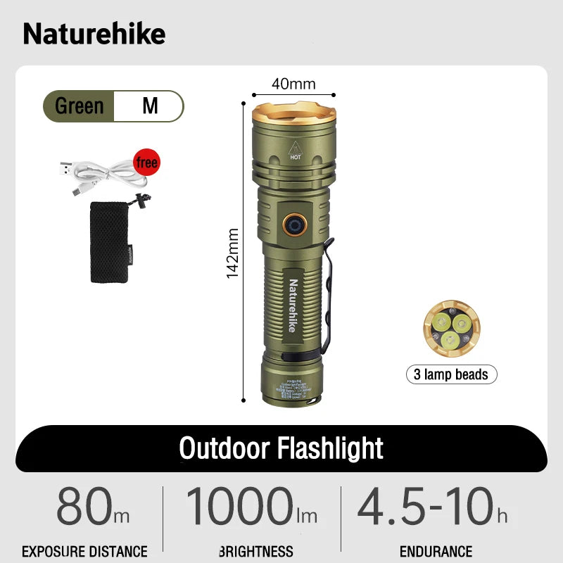 🔦 كشاف Naturehike متعدد الاستخدامات - 3 في 1 للتخييم والمغامرات